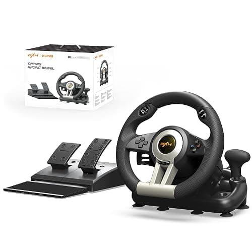 PXN V3 Pro Gaming Steering Wheel with Pedals | Dual Motor Vibration Feedback, Beginner Sim Racing Wheel for PC, PS4, Xbox Series S, Xbox Series X, Xbox One and Switch - Image 1