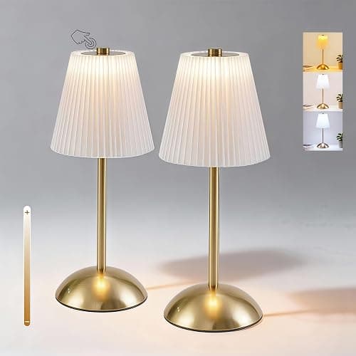 PetiitLyt 2-Pack Cordless Rechargeable Table Lamps, LED Small Battery Operated Lamp, 3 Color Temperatures & Stepless Dimming, Mini Touch Lamps for Nightstand, Dining Table, Decor, Bar, Cafe (White) - Image 1
