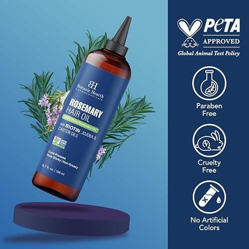 Botanic Hearth Rosemary Oil for Hair Growth - 6.7 Fl oz | Enriched with Biotin, Castor & Jojoba | Hair Relaxers & Dry Scalp Treatment | Color Safe | Suitable For All Hair Types thumbnail 9