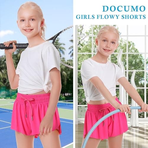 Girls Flowy Shorts Butterfly Shorts for Kids with Pocket 2-in-1 Athletic Shorts Running Shorts for Girls thumbnail 4