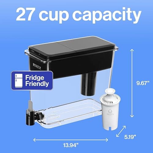 Brita UltraMax Large Water Dispenser With Standard Filter, BPA-Free, Reduces Copper, Cadmium and Mercury Impurities, Lasts 2 Months or 40 Gallons, Includes 1 Filter, Kitchen Accessories, Large 27-Cup thumbnail 11