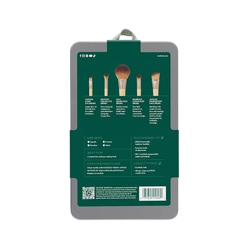 EcoTools Makeup Brush Set for Eyeshadow, Foundation, Blush, and Concealer with Bonus Storage Case, Start the Day Beautifully, Travel Friendly, 6 Piece Set thumbnail 10