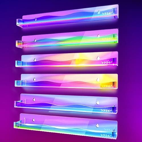 YMVV 15" Nail Polish Rack Wall Mounted Shelf,6 Pack Clear Rainbow Iridescent Acrylic Organizer Nail Supplies for Nail Techs,Great Display for Salons Retailers thumbnail 4
