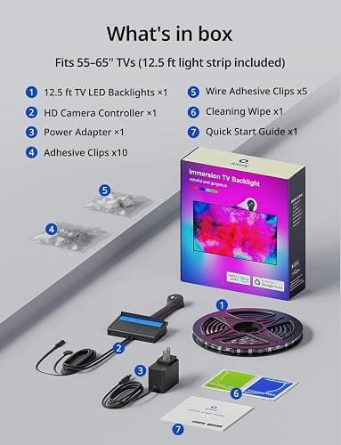 Ailofy TV Backlight for 55-65 Inch TVs, 12.5ft LED Strip, Camera Sync thumbnail 9