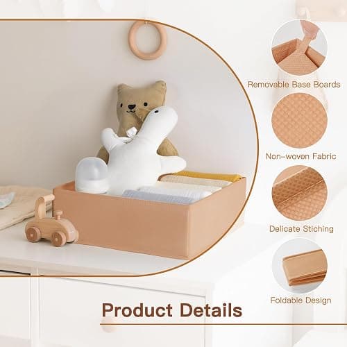 Criusia Drawer Organizer Clothes, 10 Pack Dresser Organizer for Baby Clothes, Underwear, Sock- Foldable Closet Organization and Storage Dividers Bins for Nursery, Bedroom (Brown) thumbnail 4
