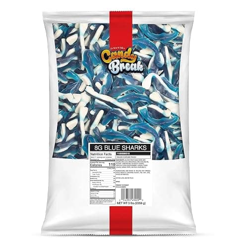 Candy Break Blue Shark Gummies, Fruit Flavored Chewy Gummy Candy, Bulk Bag for Kids & Adults, 5 lbs, Pack of 1 - Image 1