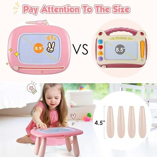Smasiagon Toddler Toys Age 1-2, Magnetic Drawing Board, Early Learning Doodle Board Writing Painting Sketch Pad, Birthday Christmas Day Gifts for 1 2 3 Year Old (Pink) thumbnail 2