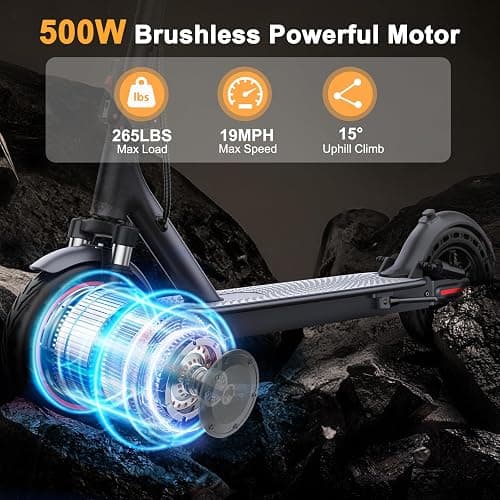 WERHY 10 Inches Electric Scooter, 500W Powerful Motor & 22 MPH Top Speed, 22-28Miles Long Range, Folding E Scooter with Dual Braking for Adults thumbnail 3