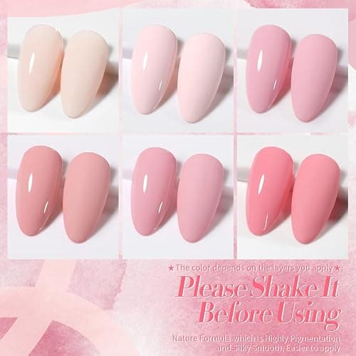 Born Pretty Nude Pink Gel Nail Polish Netural Gel Polish Spring Summer Valentine's Day Nail Art Manicure Collection 6PCS thumbnail 3
