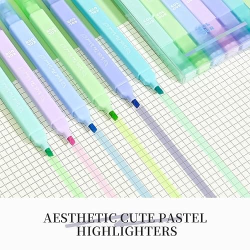 konket 6Pcs Aesthetic Cute Highlighters with Soft Chisel Tip, Double Ended Highlighter, Quick Dry Assorted Colors Highlighters Markers for School Supplies and Office Journaling - Popular thumbnail 3