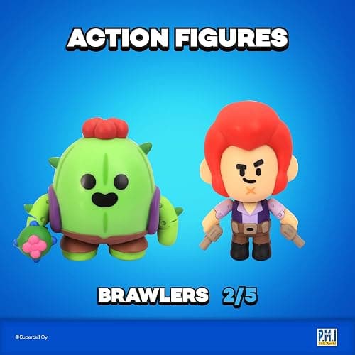 P.M.I. Brawl Stars Action Figures | 2-Pack Articulated Toys with Movable Arms & Legs | Includes Leon & Spike or Bo & Crow (Random) | 4.5" Official Licensed Collectibles for Gamers & Fans thumbnail 4