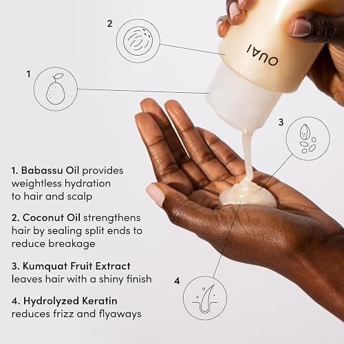 OUAI Medium Hair Shampoo and Conditioner Set - Sulfate-Free Shampoo and Conditioner for Women & Men - Made with Keratin, Shea Butter & Avocado Oil - Free of Parabens & Phthalates (10 Fl Oz) thumbnail 3