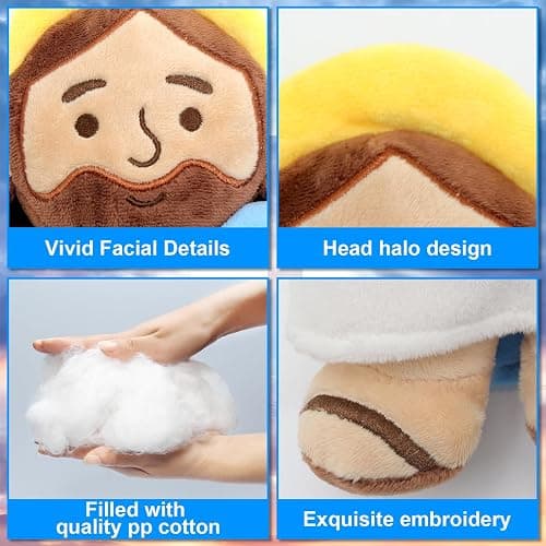 Yelakey Jesus Plush Jesus Stuffed Doll Christian Stuff Plushie Toys Religious Party Favors Gifts for Kids for Christening Easter Christmas (brownblue) thumbnail 5
