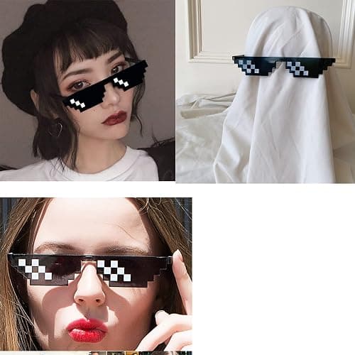 Yilistore Thug Life Sunglasses Halloween Dress Up Pixelated Mosaic Glasses,Party Glasses MLG Shades thumbnail 5