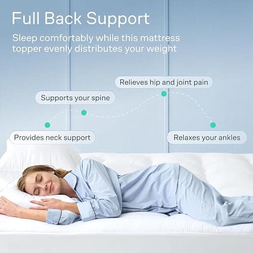 Niagara Sleep Solution 100% Cotton Top Full Non-Slip Mattress Topper - Cloud-Like Mattress Pad for Back Pain Relief - Extra-Grip, Breathable & Naturally Cooling for Hot Sleepers, White thumbnail 4