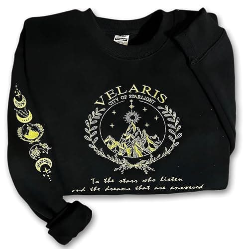 Embroidered Velaris Shirt, Velaris City Of Starlight Embroidered Sweatshirt, The Night Court, SJM sweater, City Of Starlight, ACOTAR Shirt Grey thumbnail 2