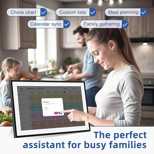 21.5 Inch Digital Calendar, Electronic Chore Chart, Smart Weekly and Monthly Planner 1920 * 1080P IPS Touchscreen Wall and Desk Calendar for Family Schedules, Black thumbnail 4