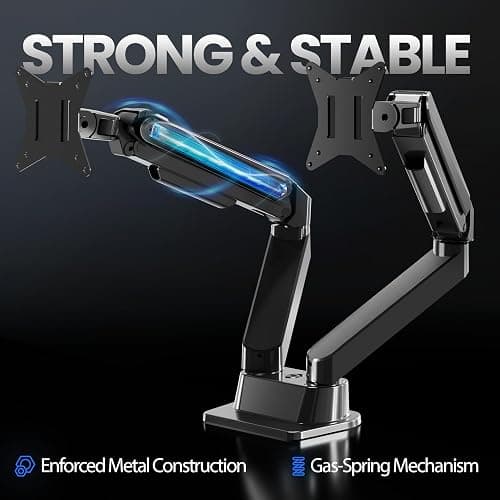EVEO Premium Dual Monitor Mount 14"-32” Dual Monitor Arm VESA Bracket Adjustable Height Gas Spring Dual Monitor Stand, Screen Full Motion Dual Monitor Arm-Computer Monitor Stand for 2 Screens - Black thumbnail 7