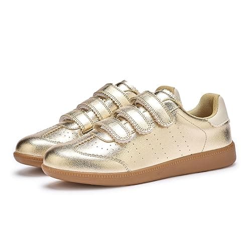 Teyiwow Sneakers for Women Lightweight Tennis Shoes Fashion Vegan Leather Hook & Loop Sneakers Non-Slip Walking Shoes thumbnail 5