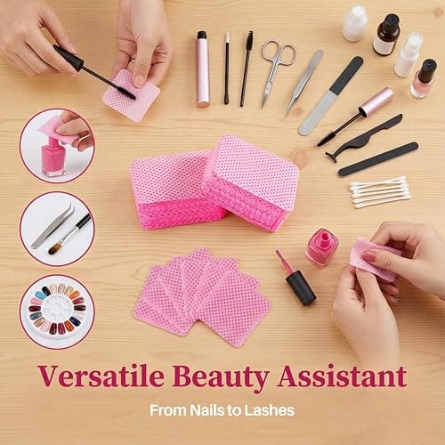 MAQIHAN 1200 Lint Free Nail Wipes - Pink Acetone Nail Polish Remover Wipes Lint Free Nail Wipes Pads Gel Nails No Lint Nail Glue Wipes Eyelash Extensions Toallitas Para Uñas Sin Pelusa Nail Supplies thumbnail 6