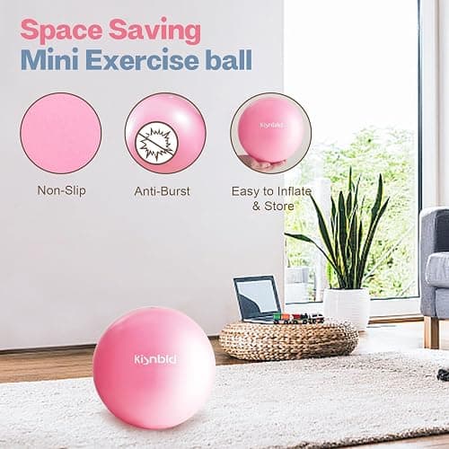 kisnbld Small Exercise Ball, 9 Inch Mini Pilates Ball, Anti Burst and Slip Resistant Mini Yoga Ball for Stability, Fitness, Physical Therapy, Stretching & Core Strength Workout at Home Gym & Office thumbnail 5