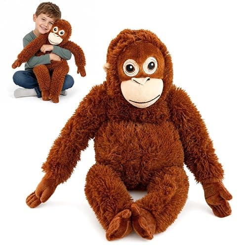 YEAfEAti 26 Inch Punch Monkey Plush Monkey Stuffed Animal, Soft Orangutan Plush with Velcro Hands and Feet, Huggable Emotional Support Comfort Companion Plush Toy Gift for Kids Adults - Image 1