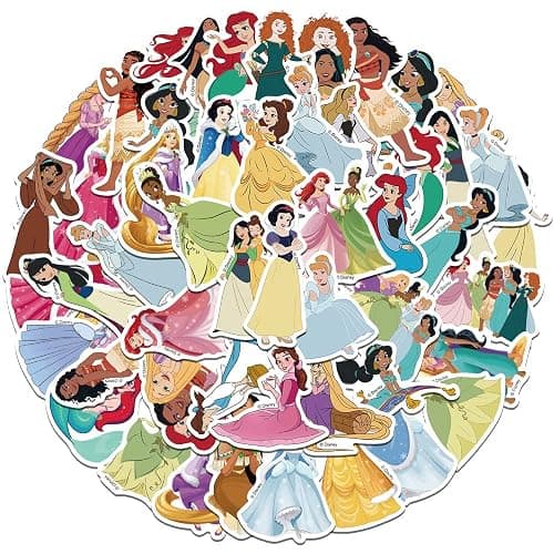 50pcs Popular Classic Princess Stickers for Kids, Children's Cartoon Sticker for Water Bottle,Laptop,Waterproof Vinyl Decals for Teens Girls Boys (Multicolor-D) thumbnail 6