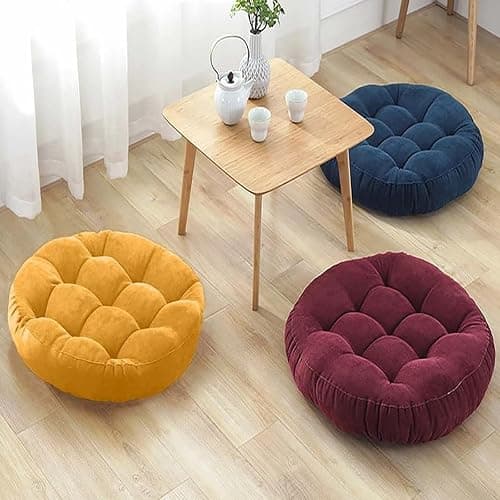 Gfobip Meditation Cushions Set of 2, Floor Pillow for Adults, 18.9 Inch | Reading nook use, Meditation seating, Tatami seating, Tufted Corduroy cover, 5 in thick, High-density pearl cotton, Brown thumbnail 5