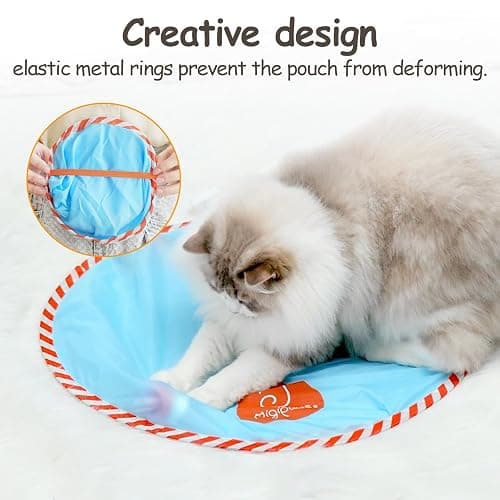 Migipaws Interactive Cat Ball Toy Set, Fun Tracker, Glowing Chase Ball with MystiChaser Pouch, Fluffy Tail, Small Mouse – Cat Toys for Bored Indoor Cats(Rose) thumbnail 4