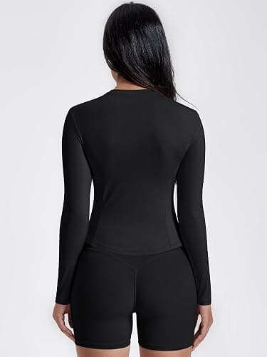 GYM RAINBOW Long Sleeve Workout Shirts for Women, Cropped Athletic Tops Slim Fit Crew Neck Yoga Top Running Gym T Shirts thumbnail 5