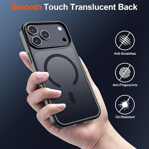 SUPFINE Magnetic for iPhone 17 Pro Case Black | With Screen Protector, Translucent Matte, Compatible with MagSafe, Military Grade Drop Proof, Rugged Shockproof Protective thumbnail 6