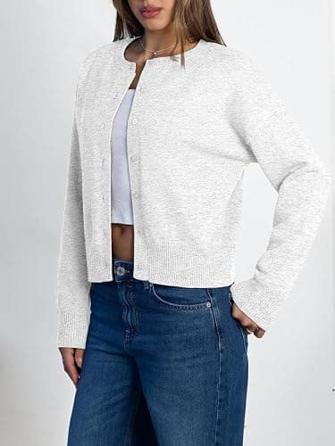 LILLUSORY Womens Cropped Cardigan Sweaters Lightweight Fall Crop Cotton Knit Y2k Outfits Fashion Button Up Clothes 2025 thumbnail 3