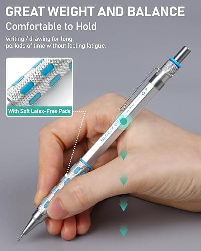 Nicpro Blocky Gear Metal Mechanical Pencil Set in Leather Case, 29PCS Art Drafting Pencils 0.3, 0.5, 0.7, 0.9&2mm Lead Pencil with 330PCS Lead (HB 2H 4H 2B 4B 6B Color) For Writing Sketching Drawing thumbnail 4