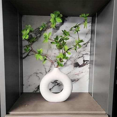 REONROCK White Ceramic Vases Set of 3, Minimalist Nordic Modern Style, Round Donut Vase for Dried Flowers, Pampas Grass & Fresh Blooms,Boho Home Decor for Table Shelf Living Room Office (White) thumbnail 9