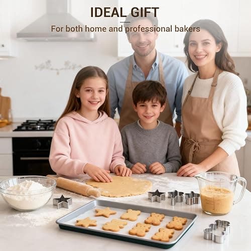 Ammeloo 22-Piece Baking Pans Set Stackable Bakeware Non Stick Baking Set Non Toxic Oven Pans, Including Roasting Pan, Cookie Sheets, Muffin Pans, Cake Pans, Oven Mitt and Utensils(Gray & Hunter Green) thumbnail 2