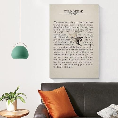 GLKJHAJ Wild Geese By Mary Oliver Poetry Poster Motivational Poem Poster Canvas Wall Art Poster For Room Aesthetic And Decor Pictures For Living Room Bedroom Decor 08x12inch(20x30cm) thumbnail 4