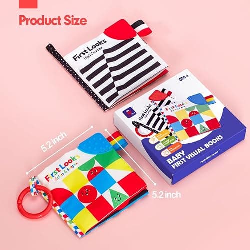 hahaland Baby Books 0-6 Months - 2PCS Infant Tummy Time Babies Toy | Newborn High Contrast Visual Development Sensory Book Baby Girl Boy Shower Birthday Easter Basket Stuffers thumbnail 6