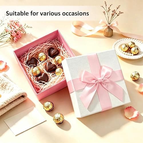 Pink Christmas Gift Box Set with Bow & Lid - 6 Sizes Birthday/Anniversary | Sturdy paperboard boxes, elegant bow & lid, 6 sizes (4.7-11.8"), classic colors. Bulk set for men, women, kids. thumbnail 5