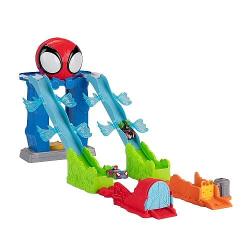 Marvel Spidey and His Amazing Friends Spidey’s Mega Jump HQ Track - 39-Inch Dual Race Track with Elevator, Control Center, Web Tunnels and Two Exclusive Amazing Metals Vehicles thumbnail 9