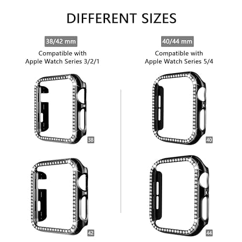 adepoy Compatible for Apple Watch Case 44mm Series 6/5/4 SE Bling Rhinestone Apple Watch Protective Case Bumper Frame Case Cover for iWatch Series 44mm Black thumbnail 4
