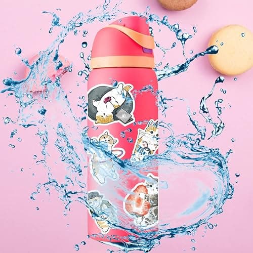 Cute Cat Stickers | 100 PCS | Vinyl Waterproof Stickers for Laptop,Guitar,Motorcycle,Bike,Skateboard,Luggage,Phone,Hydro Flask, Gift for Kids Teen Birthday Party thumbnail 6
