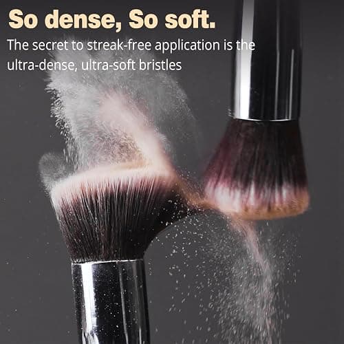 BEAKEY Makeup Brush Set Professional for Eye and Face, Foundation Blending, Eyeshadow, Concealer, Eye Shadow with 2 Blender Sponge, Paper Case, Gifts for Women - Black/Silver thumbnail 3