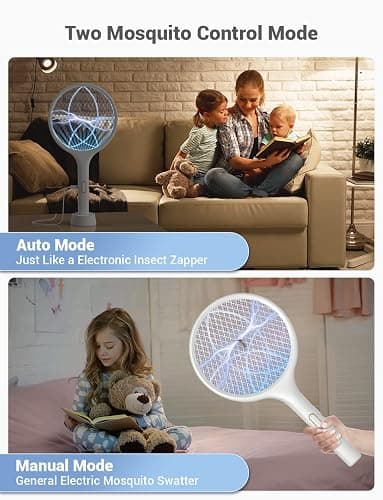 YISSVIC Electric Fly Swatter 4000V Bug Zapper Racket Dual Modes Mosquito Killer with Purple Mosquito Light Rechargeable for Indoor Home Office Backyard Patio Camping thumbnail 5