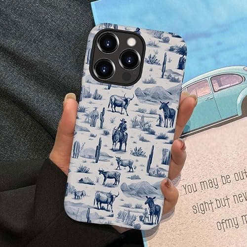 kiritfox Case Compatible with iPhone 11 Pro Max,Hybrid 2-Layer Hard Shell,Shockproof Soft for Girl Women,Vintage Western Horses Cow thumbnail 5