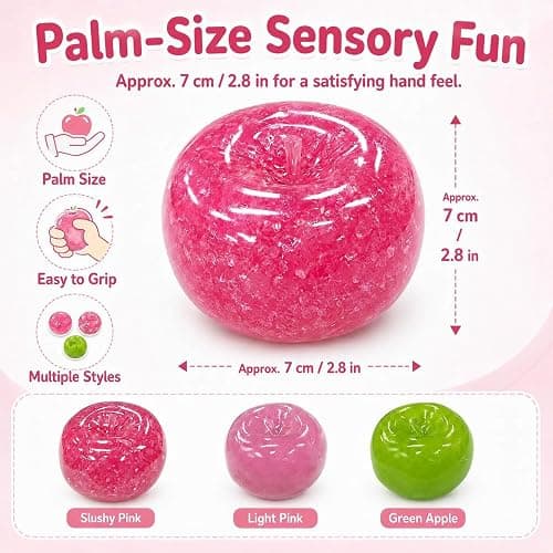 Slushy Apple Squishy, Stress Relief Fidget Toys with Crunchy Sounds, Pink | Soft Squeeze Toys with Slush Inside, Realistic Apple-Shaped, Calm Anxiety, Improve Focus, Gifts for Adults Office Home Travel thumbnail 2