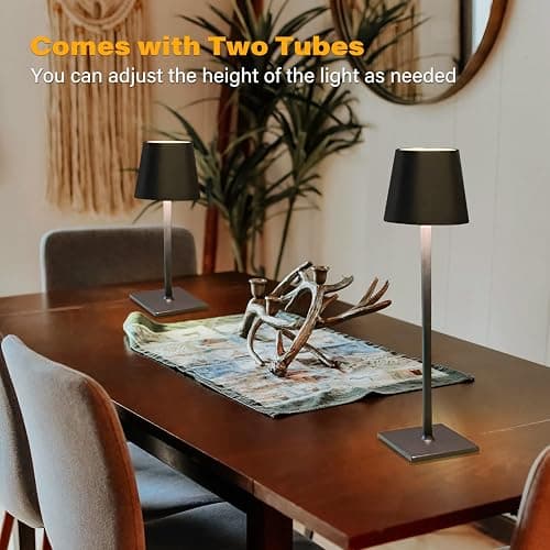 CHLORANTHUS 2 Pack Cordless Table Lamps, 3 Colors Stepless Dimming, 5000mAh Rechargeable Battery LED Desk Lamp for Bedroom/Couple Dinner/Desk/Cafe/Dining Room/Terrace thumbnail 5
