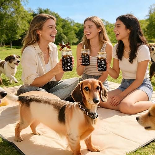 Dachshund Gift for Women, Funny Wiener Dog Gifts Glass Cup with Lid & Straw Coffee & Smoothie Tumbler for Weenie Lovers Dog Owners Pet Moms Wife teens Friend Sister for Mother’s Day Birthday thumbnail 7
