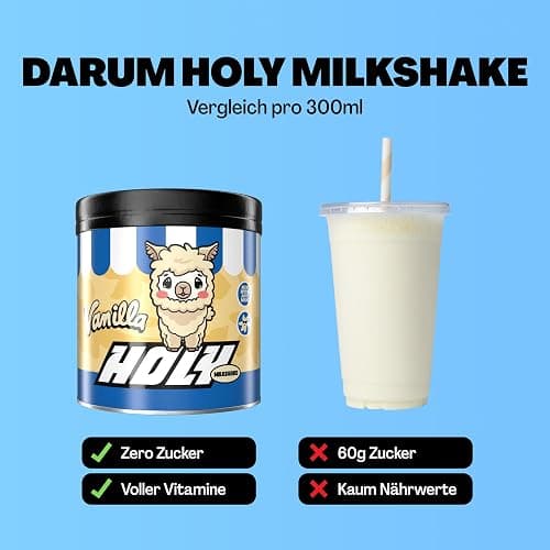 HOLY Milkshake 10er Probier-Box Vanilla – 10 Portionen mit Vitaminen B, C & D und 100% natürlichen Aromen – zuckerfrei, koffeinfrei & vegan – kalorienarmes Milchshake Pulver mit Vanille Geschmack thumbnail 5