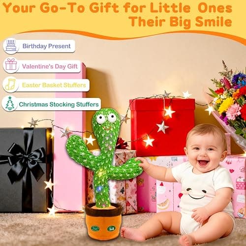 Hunfur Interactive Baby Toys Dancing Talking Cactus Toy,Funny Gift for Infant, Singing Record Repeat What You Say Light Up Toy for Toddler Boy Girl (Volume Adjustment) thumbnail 7