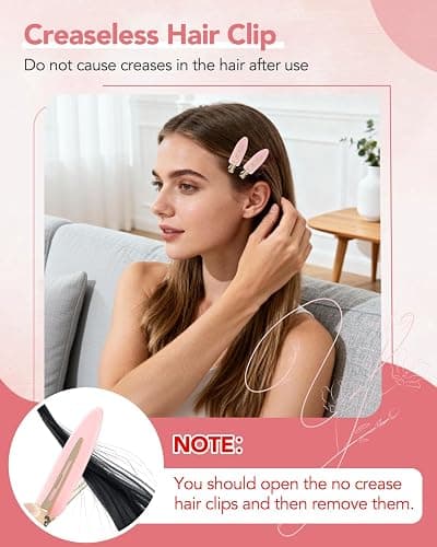 Amizo 6 Pcs Creaseless Flat Hair Clips for Makeup and Daily Beauty Routine | No Crease Design, No Bend Styling, Gold Metal Handles, Hold Bangs for Women and Girls, During Skin Care and Getting Ready thumbnail 4